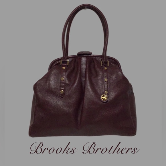 Brooks Brothers Handbags - BROOKS BROTHERS Dark Red Leather Large Satchel Frame with Top Clasp